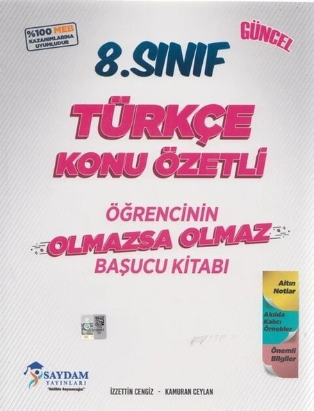 8. Sınıf Türkçe Konu Özetli Olmazsa Olmaz Başucu Kitabı Saydam Yayınları ürün görseli 1