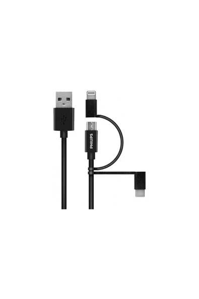 Philips Mfi Lisanslı 3in1 Micro-lightining-type-c Hızlı Şarj Kablosu 1.2m Dlc3104T ürün görseli 1