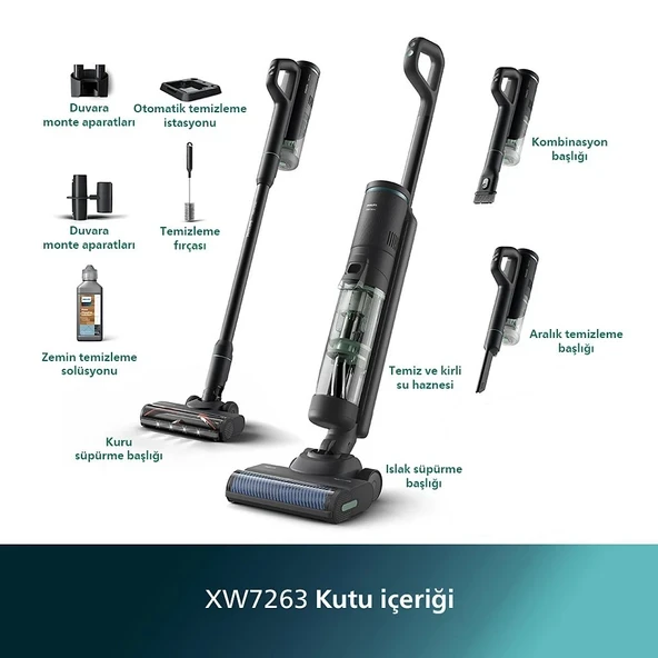 Philips 7000 Serisi AquaTrio XW7263/11 Islak Kuru Şarjlı Dikey Süpürge ürün görseli 1