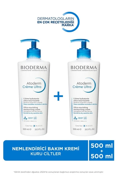 Bioderma Atoderm Cream Ultra Normal Ve Kuru Ciltler Için Nemlendirici Yüz, Vücut Bakım Kremi 2x500 ml ürün görseli 1