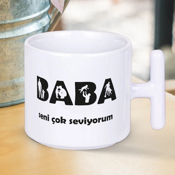 BABA Seni Çok Seviyorum Baskılı Babalar Gününe Özel Hediyelik T Kupa Bardak ürün görseli 1