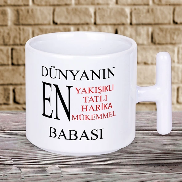 Dünyanın En Yakışıklı Babası Yazılı 1 Adet T Kupa Babalar Günü Hediyelik T Kupa Bardak ürün görseli 1