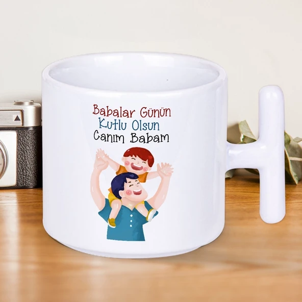 Babalar Günün Kutlu Olsun Canım Babam Baskılı Hediyelik T Kupa Bardak ürün görseli 1