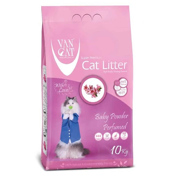 Van Cat Bebek Pudralı Parfümlü İnce Taneli Topaklanan Kedi Kumu 10 Lt ürün görseli 1