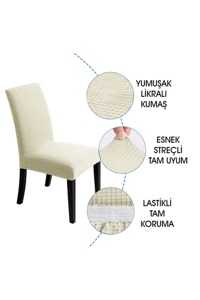 Bemrax Krem, Likralı Sandalye Kılıfı ürün görseli 1