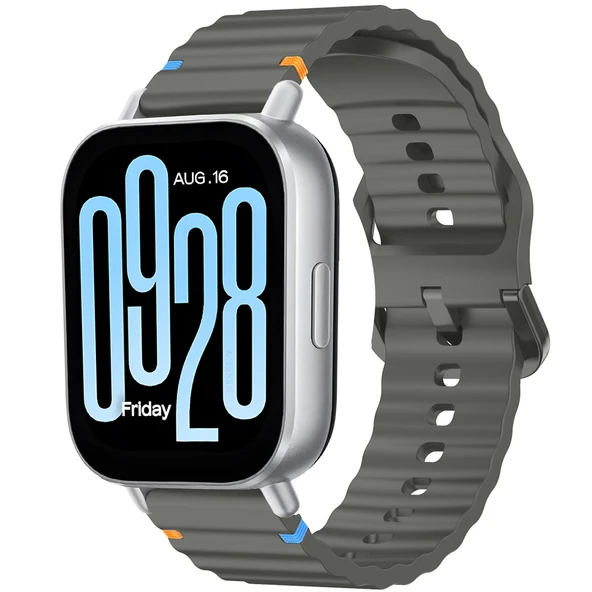 Redmi watch 5 Lite 5 Active İle Uyumlu Dalga Desenli Tokalı Yumusaş Soft Silikon Kordon  Koyu Gri ürün görseli 1