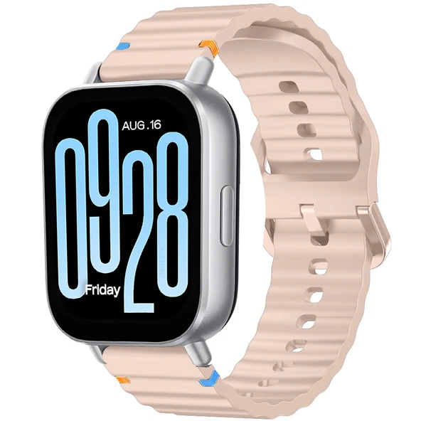 Redmi watch 5 Lite 5 Active İle Uyumlu Dalga Desenli Tokalı Yumusaş Soft Silikon Kordon  Pudra ürün görseli 1