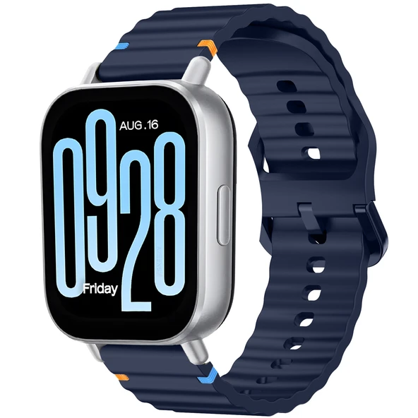 Redmi watch 5 Lite 5 Active İle Uyumlu Dalga Desenli Tokalı Yumusaş Soft Silikon Kordon  Lacivert ürün görseli 1