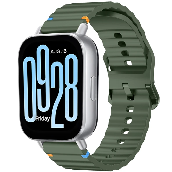 Redmi watch 5 Lite 5 Active İle Uyumlu Dalga Desenli Tokalı Yumusaş Soft Silikon Kordon  Haki ürün görseli 1