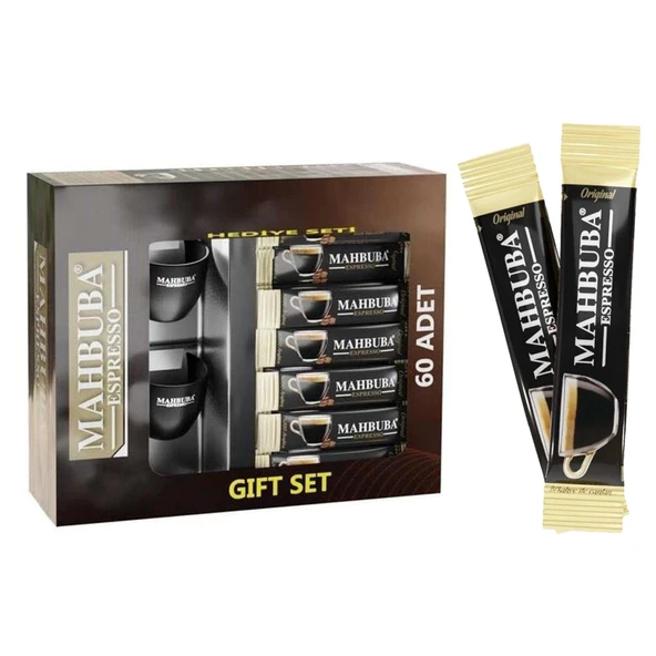Mahbuba Coffee Hazır Öğütülmüş %100 Arabica Espresso Bi Kahve ile Canlan 60x2gr +2 Fincan Hediyeli ürün görseli 1