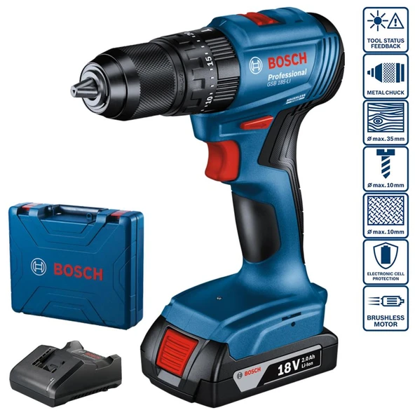 Bosch GSB 185 Li Çift Akülü 2 Ah Darbeli Matkap ürün görseli 1