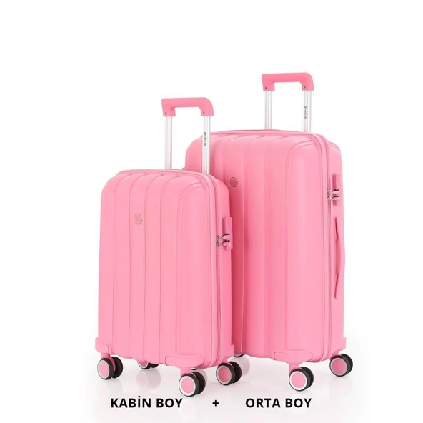 Mçs Valiz Orta ve Kabin Kırılmaz PP Silikon Pembe ürün görseli 1