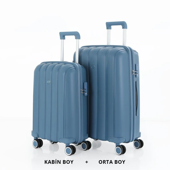 Mçs Valiz Orta ve Kabin Kırılmaz PP Silikon SkyBlue ürün görseli 1