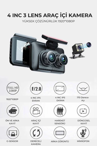 3 Kamera Lens Araç İçi Kamera ürün görseli 1