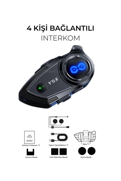 4+1 Kişi Bağlantılı Motosiklet Kask Kulaklık İnterkom 1000 mAh Pil Kapasite ürün görseli 1