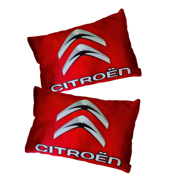 Citroen Uyumlu Dijital Baskılı Kırmızı Araç Seyahat Boyun Yastık 2'li Set ürün görseli 1