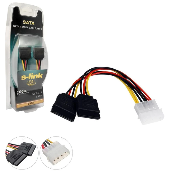 S-Link Sata Power Kablosu İkili 15 Cm Slx-312 ürün görseli 1