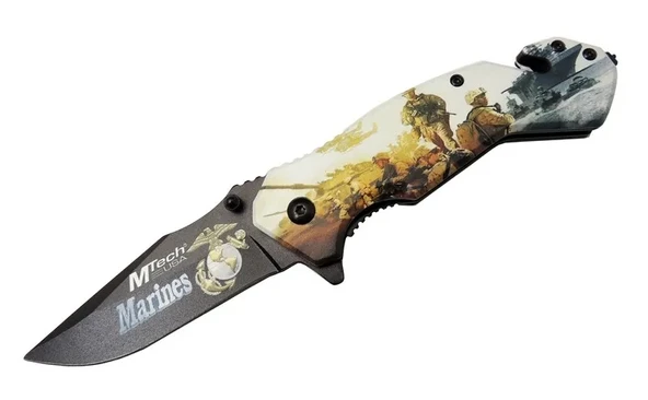 Mtech 4 23 2 Marines Kurtarma / Kamp Çakı 20cm - Yarı Otomatik, Kemerlikli, Cam Kırma Ve İp Kesme Aparatlı ürün görseli 1