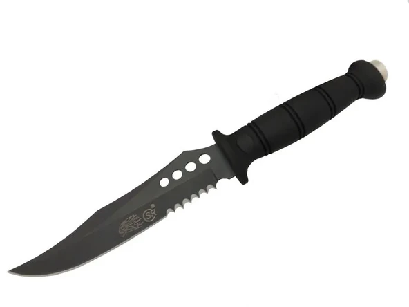 SR S008B Lejyoner Tırtıklı Outdoor Bıçağı 29 cm - Kauçuk Sap, Perçinli ürün görseli 1