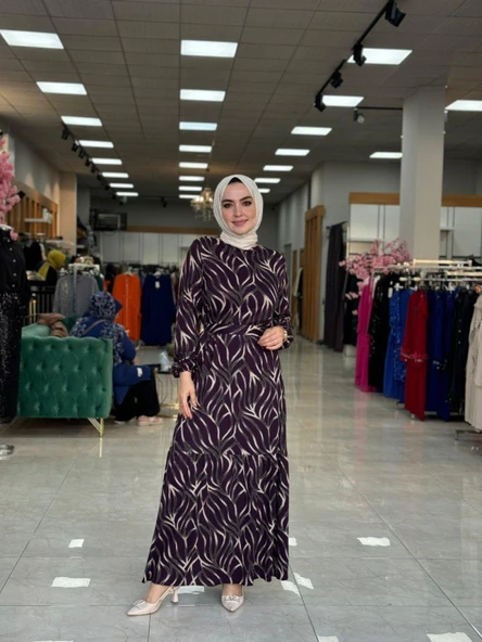 Talya Kristal Elbise-Mürdüm ürün görseli 1