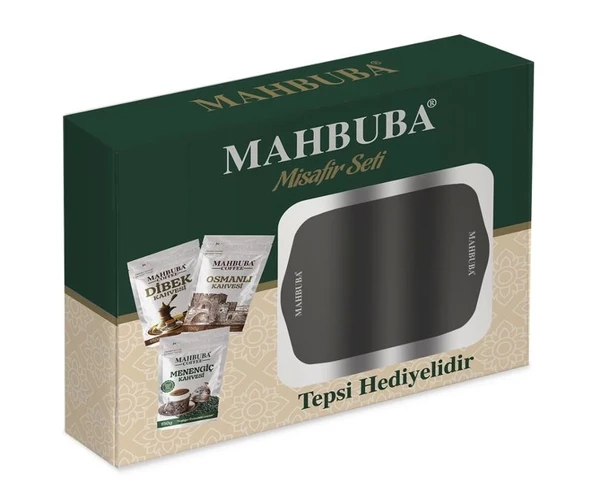 Mahbuba Kahve Misafir Seti Kahve Tepsi Hediyeli (Dibek, Menengiç ve Osmanlı Kahvesi - 3x150 Gr) ürün görseli 1