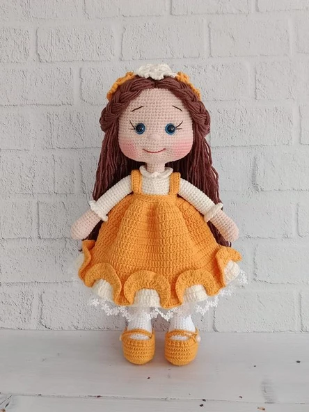 Turuncu Merve Bebek Amigurumi Organik Oyuncak ürün görseli 1