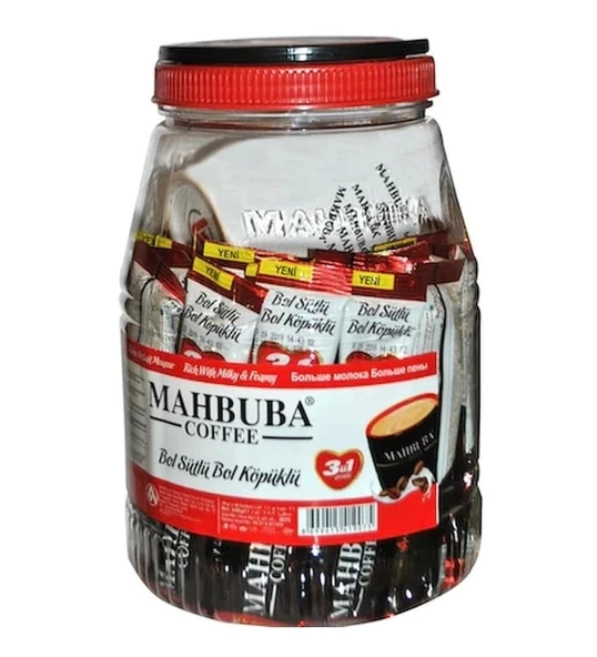 Mahbuba Coffee 3ü1 AradaSütlü Köpüklü Kavanoz Kahve Bardak Hediyeli 36 x 18 GR + Renkli Kupa ürün görseli 1