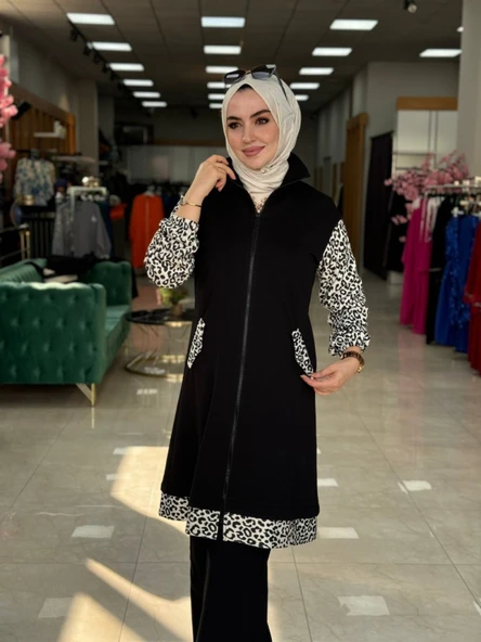 Ecrin Leopar 2İp Takım-Siyah - Resim 5