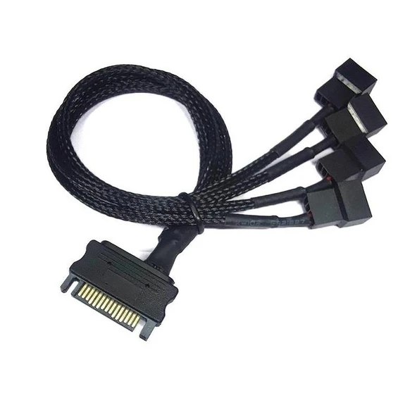 4598 Sata Power To Fan Çevirici 4 Port Y Pin PWM Çoklayıcı Splitter Fan Kablosu ürün görseli 1