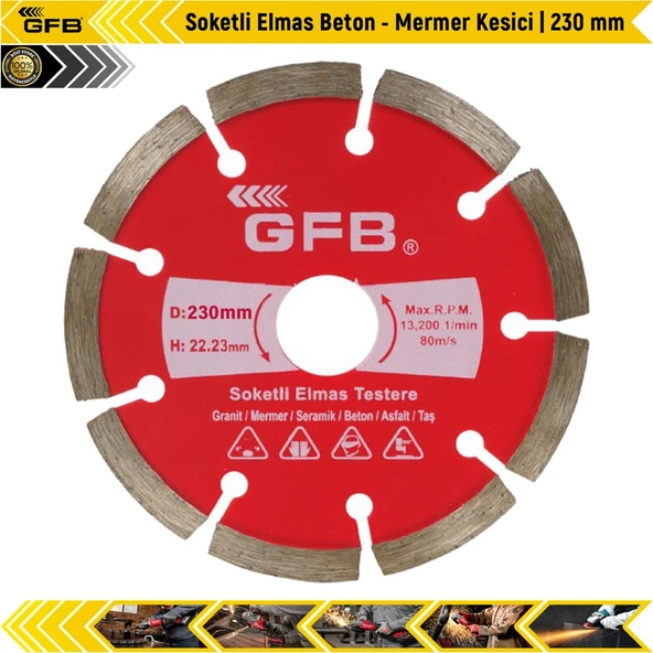 Gfb Soketli Elmas Beton Mermer Granit Kesici 230 Mm ürün görseli 1