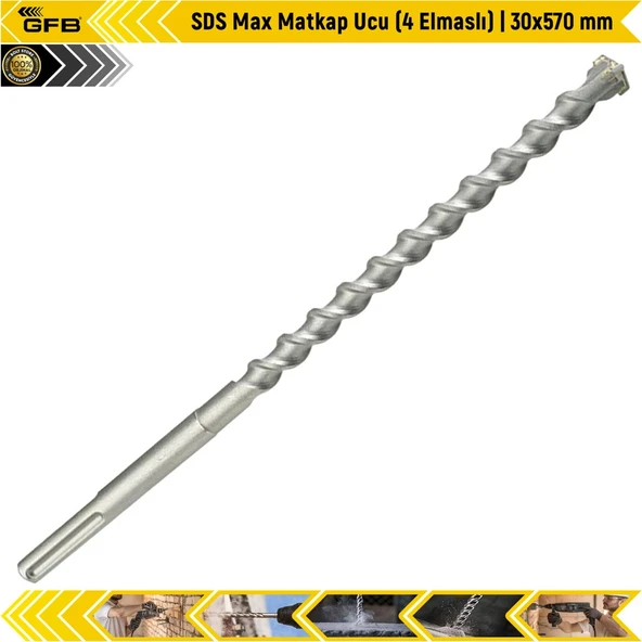 Gfb Sds Max Matkap Ucu (4 Elmaslı) | 30X570 Mm ürün görseli 1