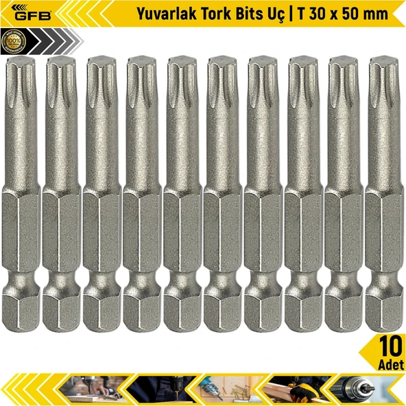 Gfb Yuvarlak Tork Bits Uç T 30 X 50 Mm 10 Adet ürün görseli 1