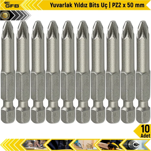 Gfb Yuvarlak Yıldız Bits Uç I Pz2 X 50 Mm 10 Adet ürün görseli 1