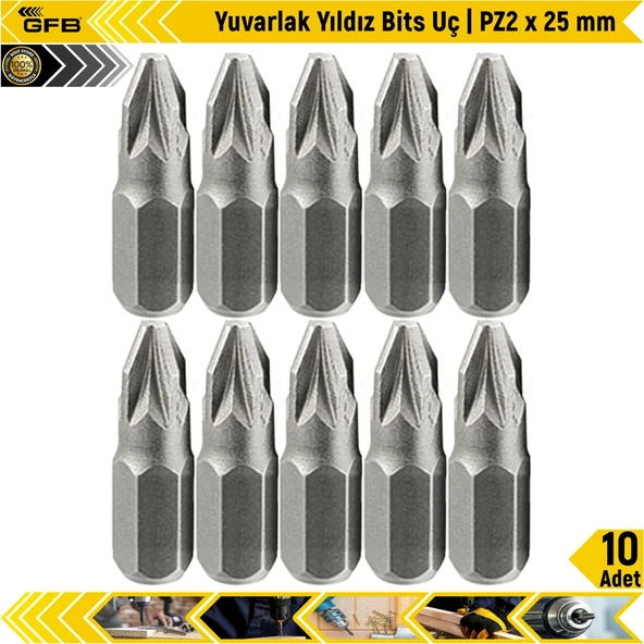 Gfb Yuvarlak Yıldız Bits Uç I Pz2 X 25 Mm | 10 Adet ürün görseli 1