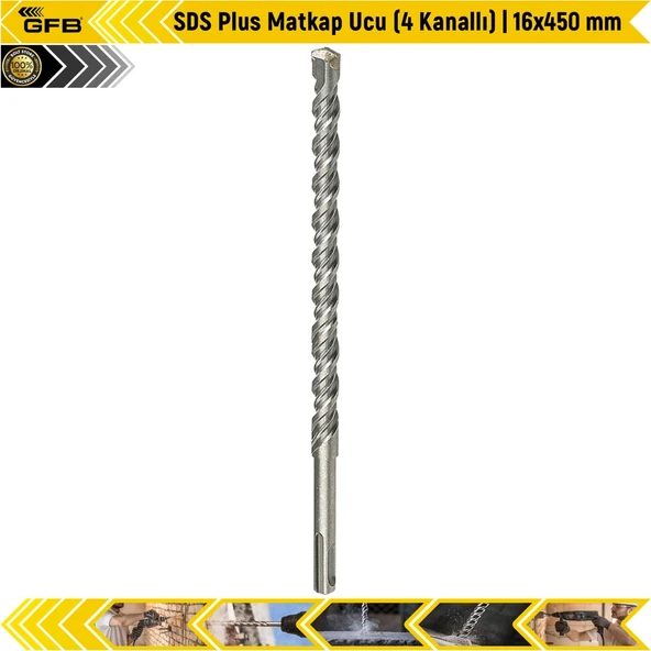 Gfb Sds Plus Matkap Ucu (4 Kanallı) | 16X450 Mm ürün görseli 1