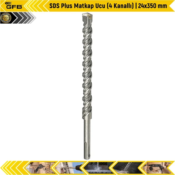 Gfb Sds Plus Matkap Ucu (4 Kanallı) | 24X350 Mm ürün görseli 1