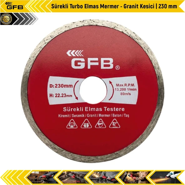 Gfb Sürekli Turbo Elmas Mermer - Granit Kesici | 230 Mm ürün görseli 1