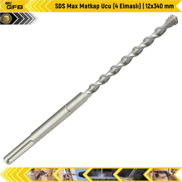 Gfb Sds Max Matkap Ucu (4 Elmaslı) | 12X340 Mm ürün görseli 1