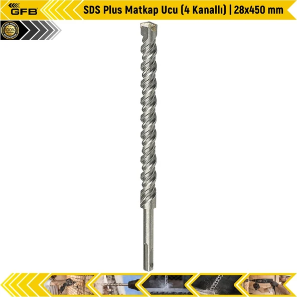 Gfb Sds Plus Matkap Ucu (4 Kanallı) | 28X450 Mm ürün görseli 1