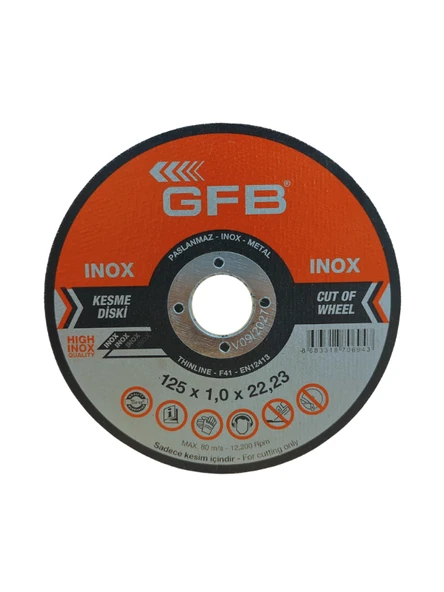 Gfb İnox Kesici Taş | 125X1.0X22.23 Mm | 50 Adet ürün görseli 1