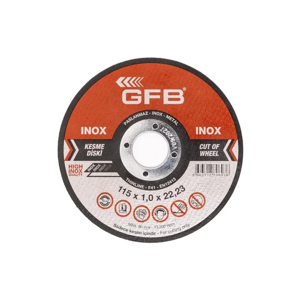 Gfb İnox Kesici Taş | 115X1.0X22.23 Mm | 50 Adet ürün görseli 1