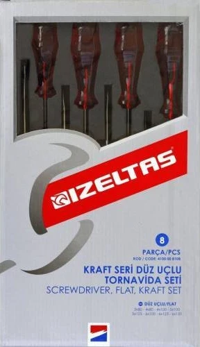 İzeltaş 4100 Kraft Seri Düz Uçlu Tornavida Serisi 8 Parça - 4100008108 ürün görseli 1