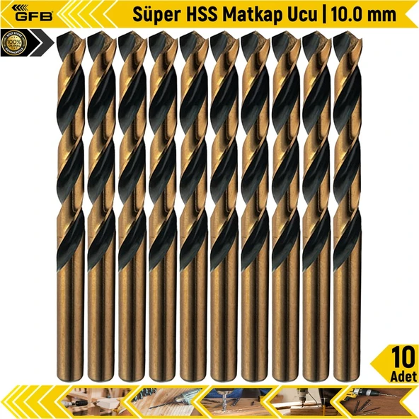 Gfb Hss Kobaltlı Matkap Ucu 10 Mm - 10 Adet ürün görseli 1