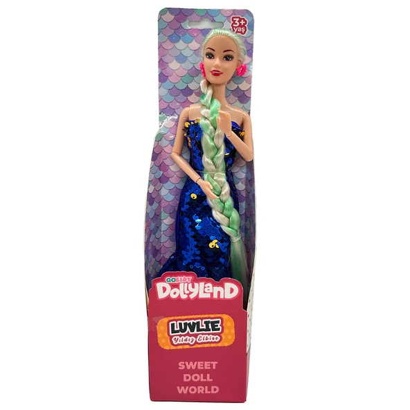 DollyLand Manken Bebek Payetli Yıldız Elbise - Mavi ürün görseli 1