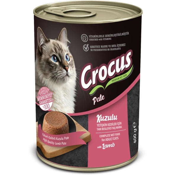 Crocus Yetişkin Kedi Kuzu Etli Pate Yaş Mama 400g Skt:02/2028 ürün görseli 1