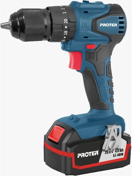 Proter Pst 544 Bl 20V 4AH Çift Akülü Darbeli Kömürsüz Şarjlı Matkap ürün görseli 1