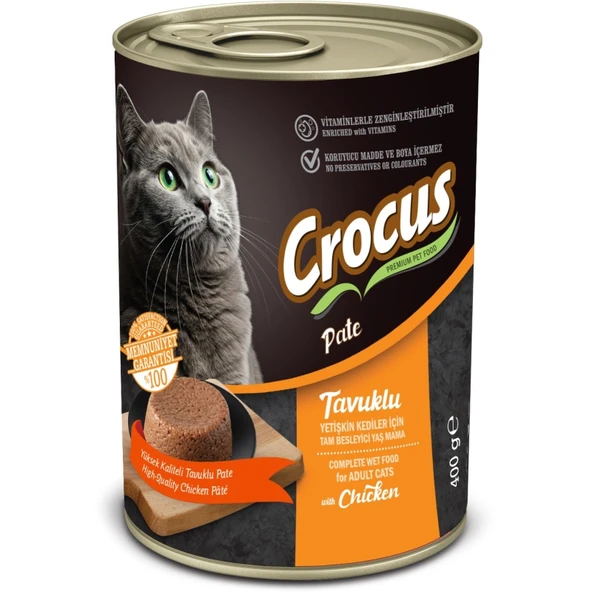 Crocus Yetişkin Kedi Tavuklu Pate Yaş Mama 400g Skt:08/2027 ürün görseli 1