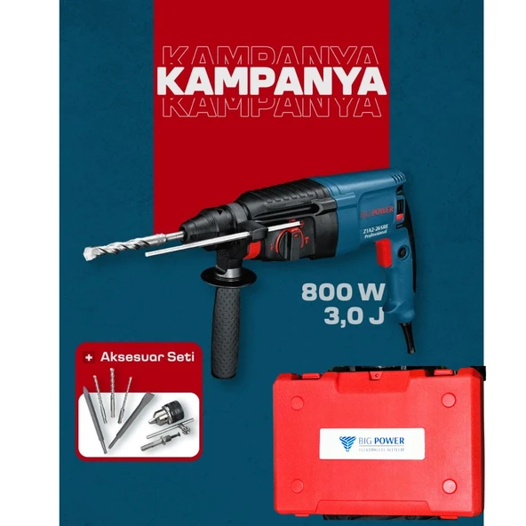 Big Power 800 W Kırıcı Delici + Aksesuar ve Sırt Çantası Seti ürün görseli 1
