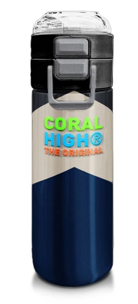 Coral High 500 ml Lacivert Koyu Gri Bej Desenli  - Erkek Çocuk Paslanmaz Çelik Okul Termosu/Suluk/Matara ürün görseli 1