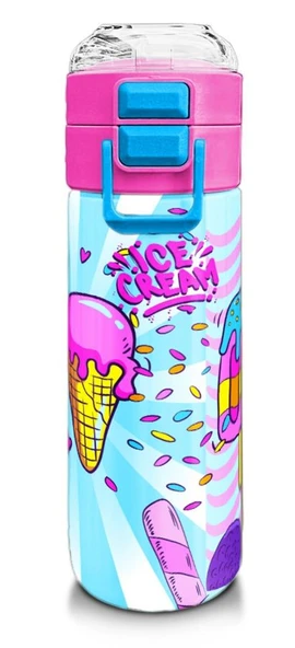 Coral High Kız Çocuk İçin 500 ml'lik Paslanmaz Çelik Termos/Suluk - Mixed Dondurma Desenli ürün görseli 1